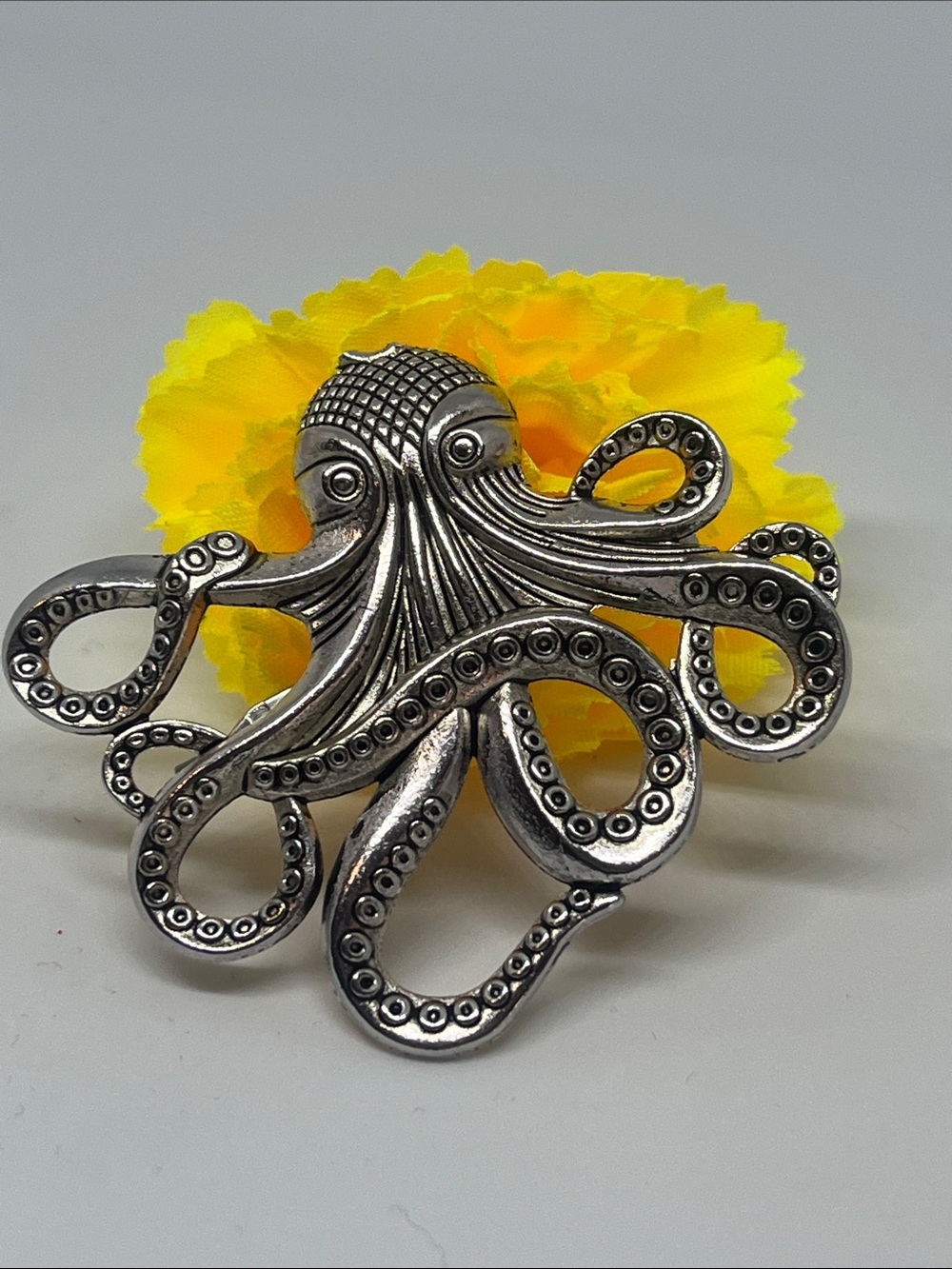 Silver Octopus Brooch Hand Crafted